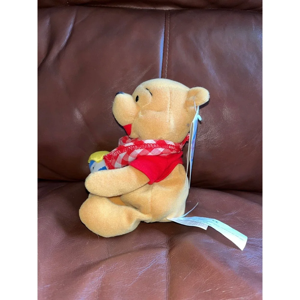 Disney Store Winnie the Pooh Mini Bean Bag Plush Gingham‎ Scarf Honey Pot NWT